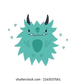 funny monster print with smiling face doodle