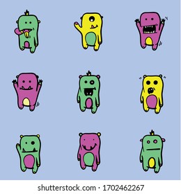 ilustración vectorial divertida del conjunto de monstruos