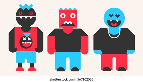 Funny monster set, vector illustration