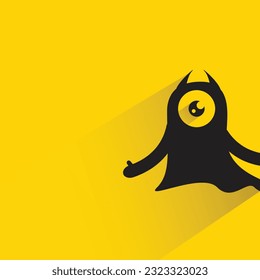 funny monster with shadow on yellow background