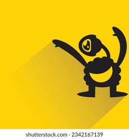monstruo gracioso con sombra sobre fondo amarillo