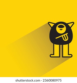 funny monster with shadow on yellow background