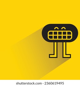 funny monster with shadow on yellow background