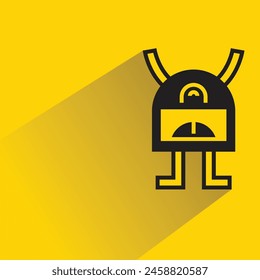 funny monster with shadow on yellow background