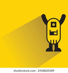funny monster with shadow on yellow background