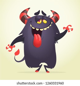 Funny monster showing tongue. Vector stock illustration