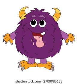 Monstro engraçado sorrindo isolado em um fundo branco