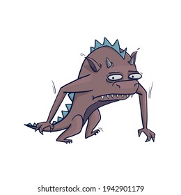 Funny monster, strange creature, character design. Humorous vector illustration for design or textile print