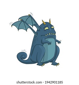 Funny monster, strange creature, character design. Humorous vector illustration for design or textile print