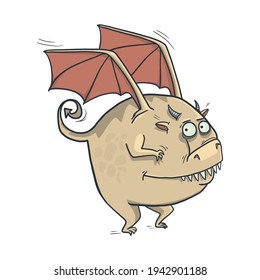 Funny monster, strange creature, character design. Humorous vector illustration for design or textile print