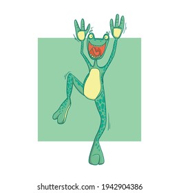 Funny monster, strange creature, character design, boring devil. Humorous vector illustration for design or textile print