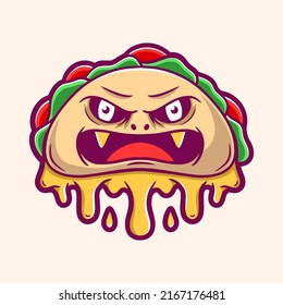 Funny monster taco cartoon vector