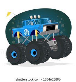 funny monster truck cartoon illustration