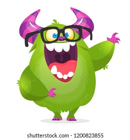 Funny monster wearing eyeglasses. Vector illustration clipart