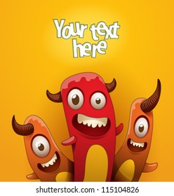 Funny monsters background 08, vector