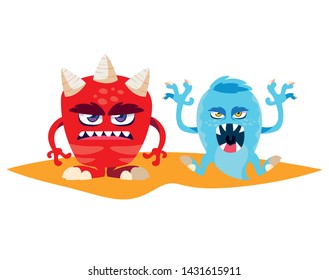 funny monsters comic characters colorful
