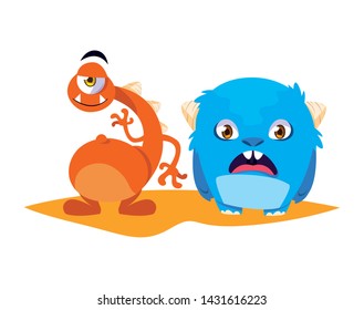 funny monsters comic characters colorful
