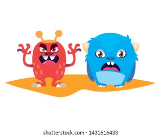 funny monsters comic characters colorful