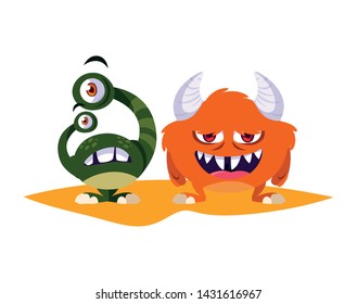 funny monsters comic characters colorful