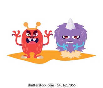 funny monsters comic characters colorful