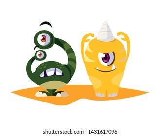 funny monsters comic characters colorful