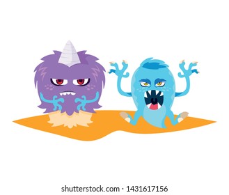 funny monsters comic characters colorful