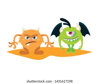 funny monsters comic characters colorful