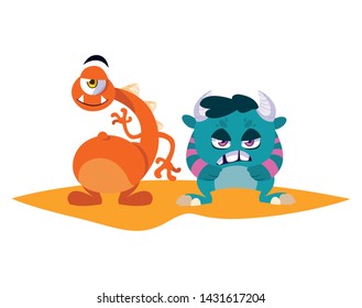 funny monsters comic characters colorful