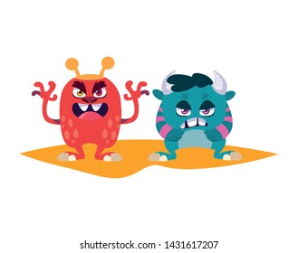 funny monsters comic characters colorful