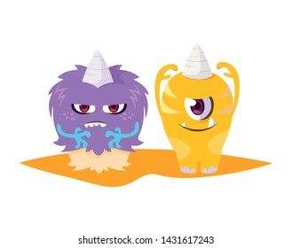 funny monsters comic characters colorful