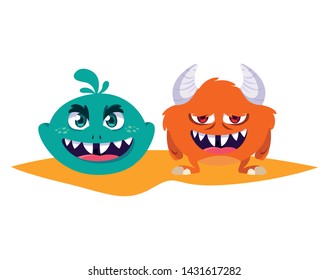 funny monsters comic characters colorful