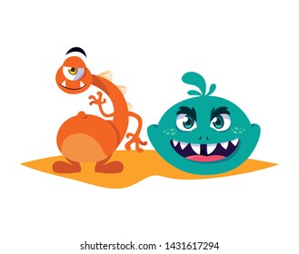 funny monsters comic characters colorful
