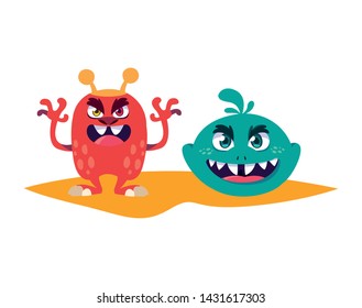 funny monsters comic characters colorful