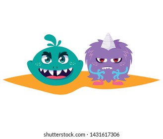 Funny Monsters Comic Characters Colorful Stock Vector (Royalty Free