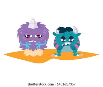 funny monsters comic characters colorful