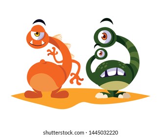 funny monsters comic characters colorful