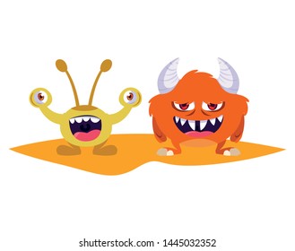 Funny Monsters Comic Characters Colorful Stock Vector (Royalty Free