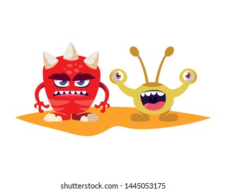 funny monsters comic characters colorful