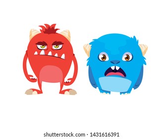 Funny Monsters Comic Characters Colorful Stock Vector (Royalty Free