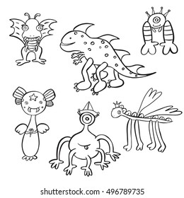 funny monsters graphic set