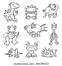 funny monsters graphic set
