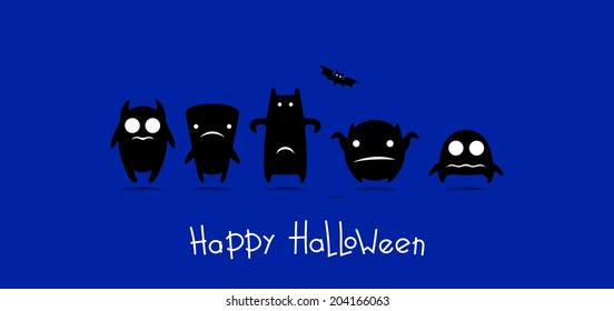 Funny monsters halloween card