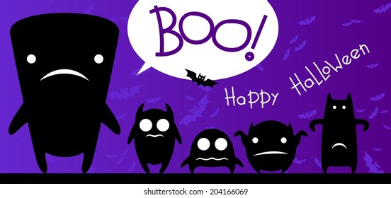 Funny monsters halloween card