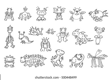 funny monsters line set