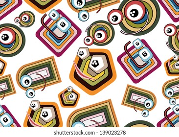 Funny monsters - seamless pattern
