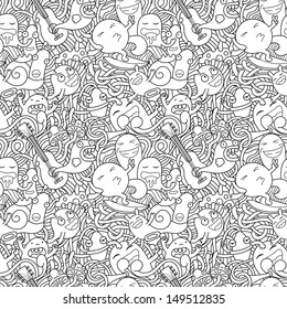 Funny monsters seamless pattern