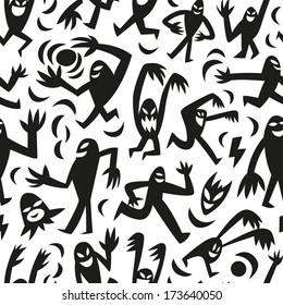 funny monsters - seamless vector background