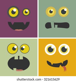 Funny monsters set. Halloween concept. Vector illustration