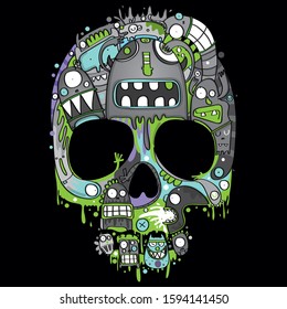 funny monsters and silly skull