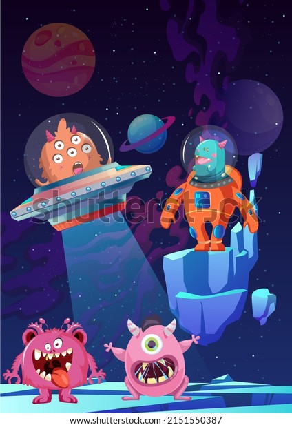 funny monsters in space\
vector